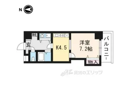 ヴィランセンワ丸太町(1DK/2階)の間取り写真