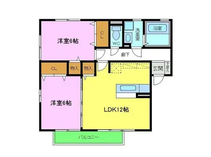 SORA(2LDK/1階)の間取り写真