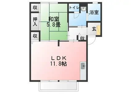 コーポ仲田 A(2K/2階)の間取り写真