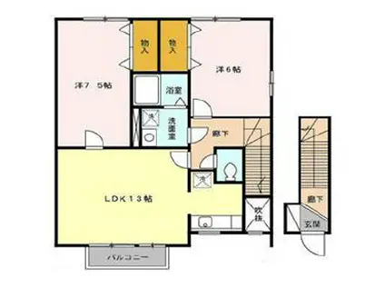 カーサクイントC(2LDK/2階)の間取り写真