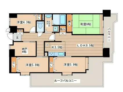 ダイトシティ愛宕橋・701(4SLDK/7階)の間取り写真