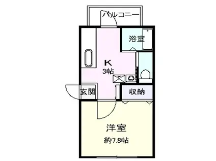 メイプル清水2(1K/2階)の間取り写真