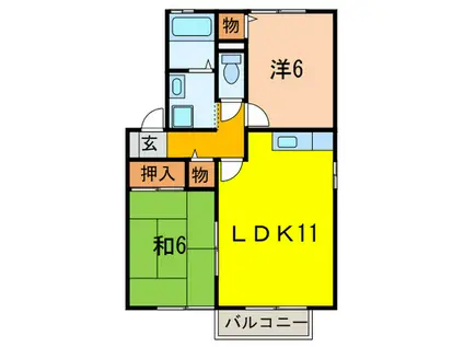 ピ-チ宝塚(2LDK/2階)の間取り写真
