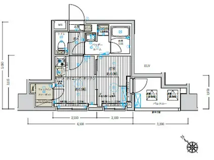 ベルグレード浅草DUE(1DK/1階)の間取り写真