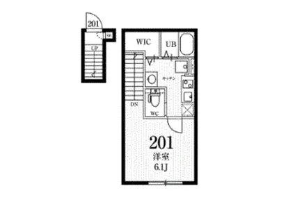 ミハス明大前(1K/2階)の間取り写真