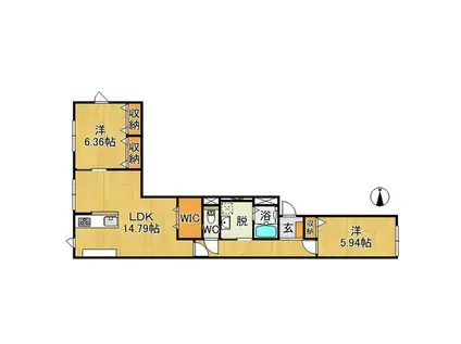 ユアフル早稲田(2LDK/2階)の間取り写真