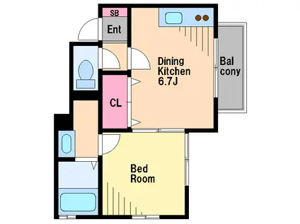 ヴィーブル代沢(1DK/1階)の間取り写真