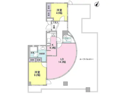 キャッスル北沢代々木上原(2LDK/3階)の間取り写真