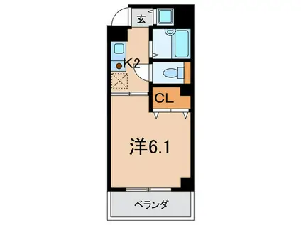 六甲グランフォーレ(1K/1階)の間取り写真
