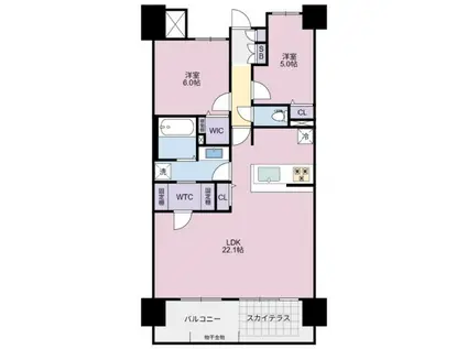 ロイヤルガーデン徳島駅西(2LDK/15階)の間取り写真