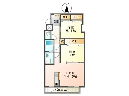 フェニックス(2LDK/5階)の間取り写真