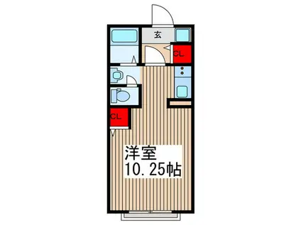 ルミエール川越(ワンルーム/1階)の間取り写真