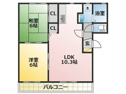 MAISON DE MOERA(2LDK/1階)の間取り写真