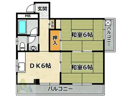 ガーデンハイツ(2DK/4階)の間取り写真