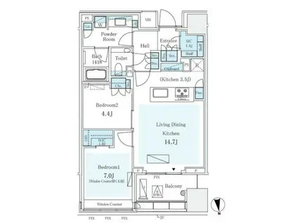 三番町ハウス(2LDK/3階)の間取り写真