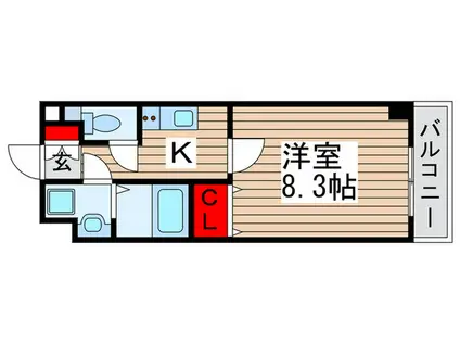 ラ・ルーナ 新松戸(1K/4階)の間取り写真