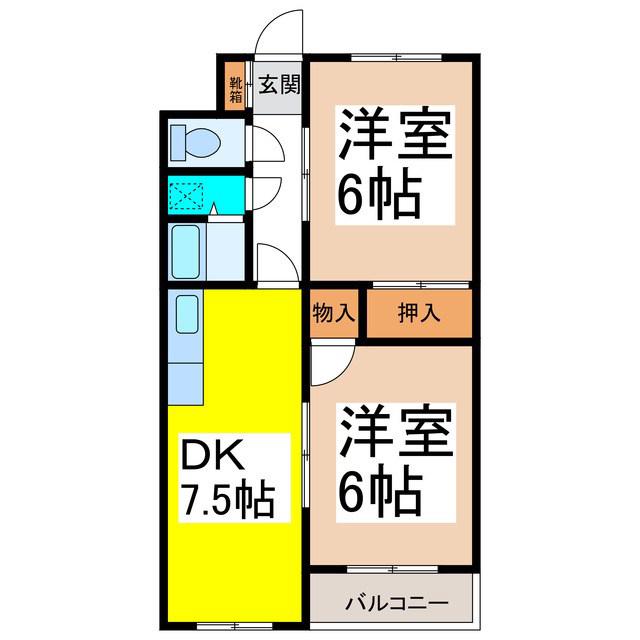 千曲昭和ビル(2DK/1階)の間取り写真