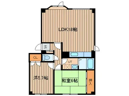 グロワール22(2LDK/1階)の間取り写真