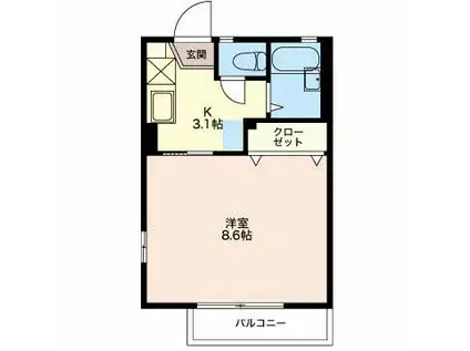 フレグランスかわい(1K/1階)の間取り写真