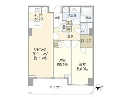 プラウドタワー芝浦(2LDK/16階)の間取り写真