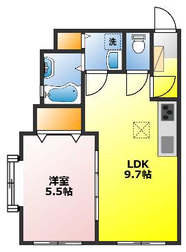 アイル富士見(1LDK/1階)の間取り写真