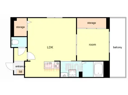 神戸花隈町(1LDK/4階)の間取り写真