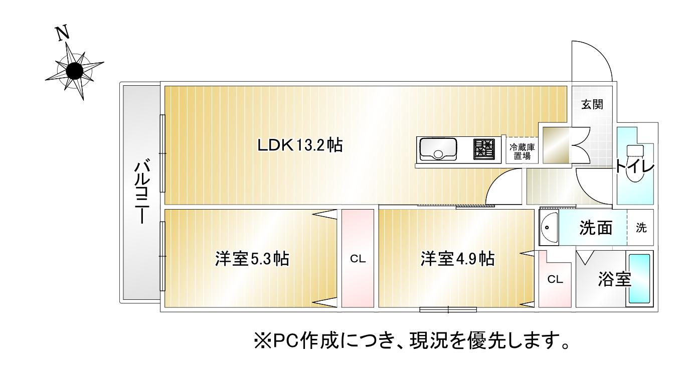 SOLEIL(2LDK/3階)の間取り写真