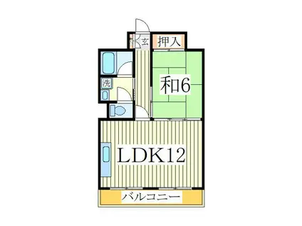 山口マンション(1LDK/3階)の間取り写真