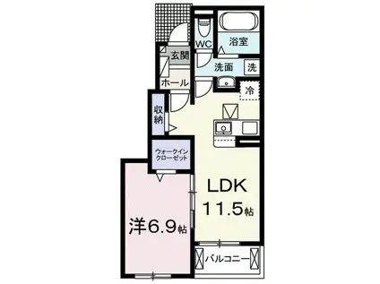 パークヒルズWAKA(1LDK/1階)の間取り写真