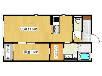 セレッソハイムII(1LDK/1階)の間取り写真