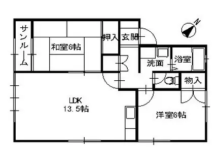 グランブルー(2LDK/1階)の間取り写真