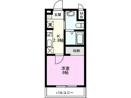 リベルテ東浦和(1K/2階)の間取り写真