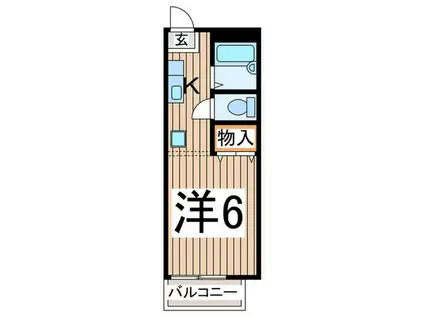 サンハイムKⅡ(1K/2階)の間取り写真