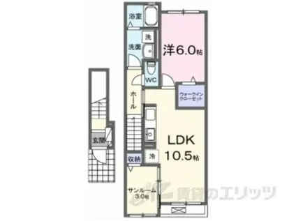 クレール(1LDK/2階)の間取り写真