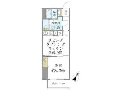 SS.フラット神楽坂サウス(1LDK/4階)の間取り写真