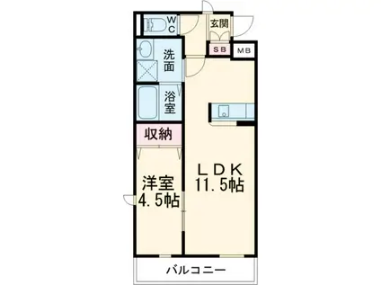 グランヒル(1LDK/1階)の間取り写真