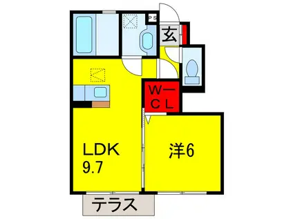 プランドール(1LDK/1階)の間取り写真