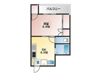 ABEビル(1DK/6階)の間取り写真