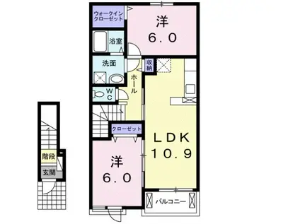 ＪＲ東海道本線 浜松駅 バス乗車時間：9分 最寄りバス停で下車 徒歩6分 2階建 築12年(2LDK/2階)の間取り写真