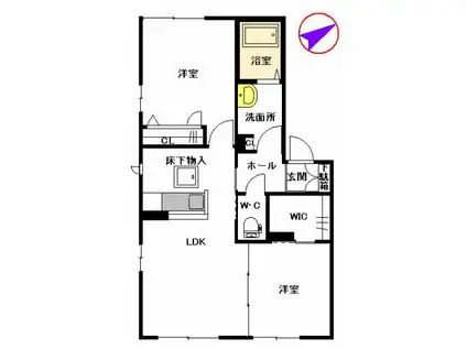 シャーメゾン・ヴィブレ2番館  A棟(2LDK/1階)の間取り写真