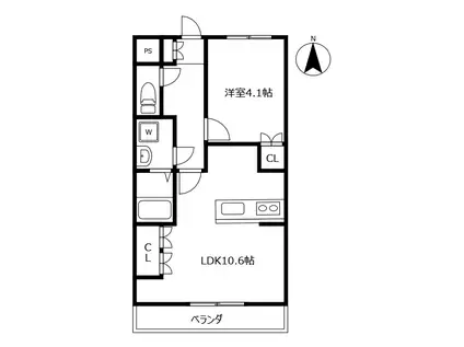 COMFORCE橋本(1LDK/2階)の間取り写真