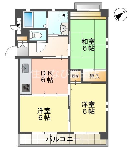 ゼフィール大清水(3DK/4階)の間取り写真