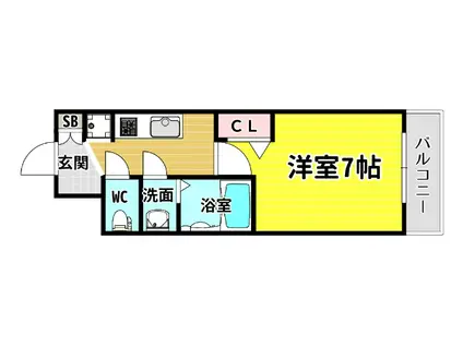 ソルテラスOSAKA弁天町クレアスト(1K/3階)の間取り写真