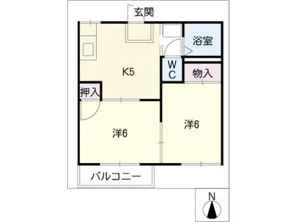 パークハウス呼続(2K/1階)の間取り写真