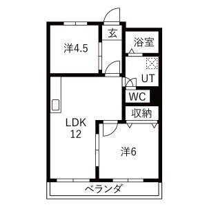 コトブキ第1ビル(2LDK/3階)の間取り写真