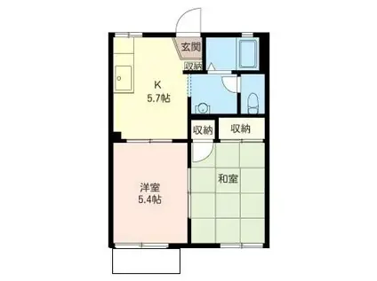 ラフィーネカズチャ(2K/1階)の間取り写真