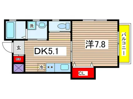 メゾンサークル(1DK/1階)の間取り写真