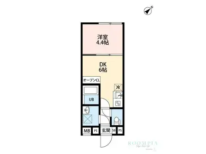 BIBLIO MEGURO(1DK/2階)の間取り写真