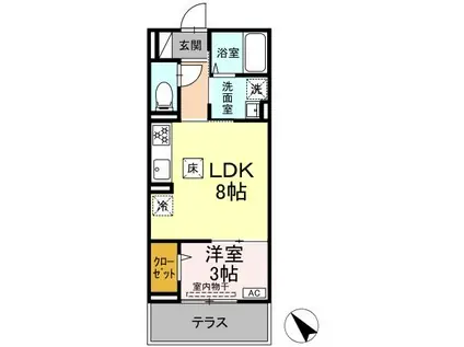 ポール・ヴェール(1LDK/1階)の間取り写真