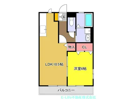 ウィークスナガエ(1LDK/1階)の間取り写真